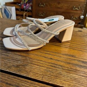 New with Tags Krystal Studded Nude Block Heels
